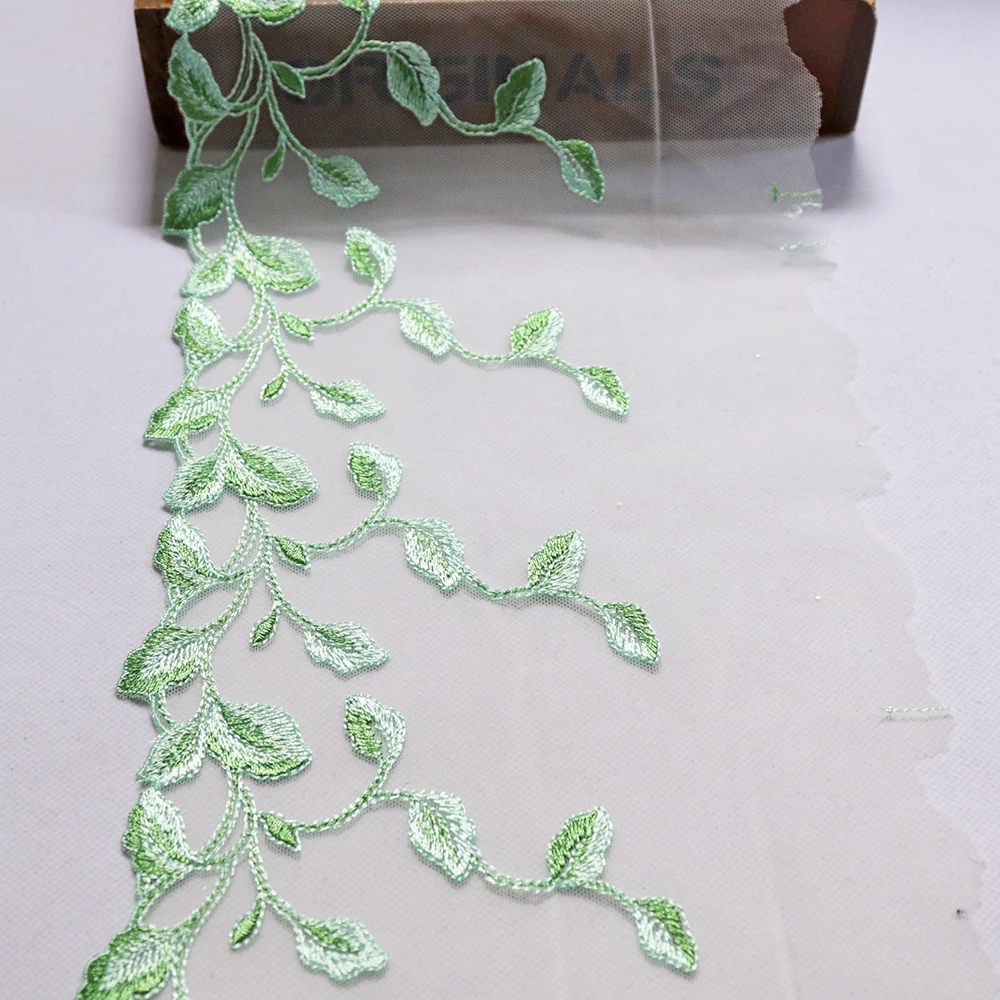 Сетчатая Ткань для шитья сетчатая ткань с вышитыми зелеными листьями аксессуары