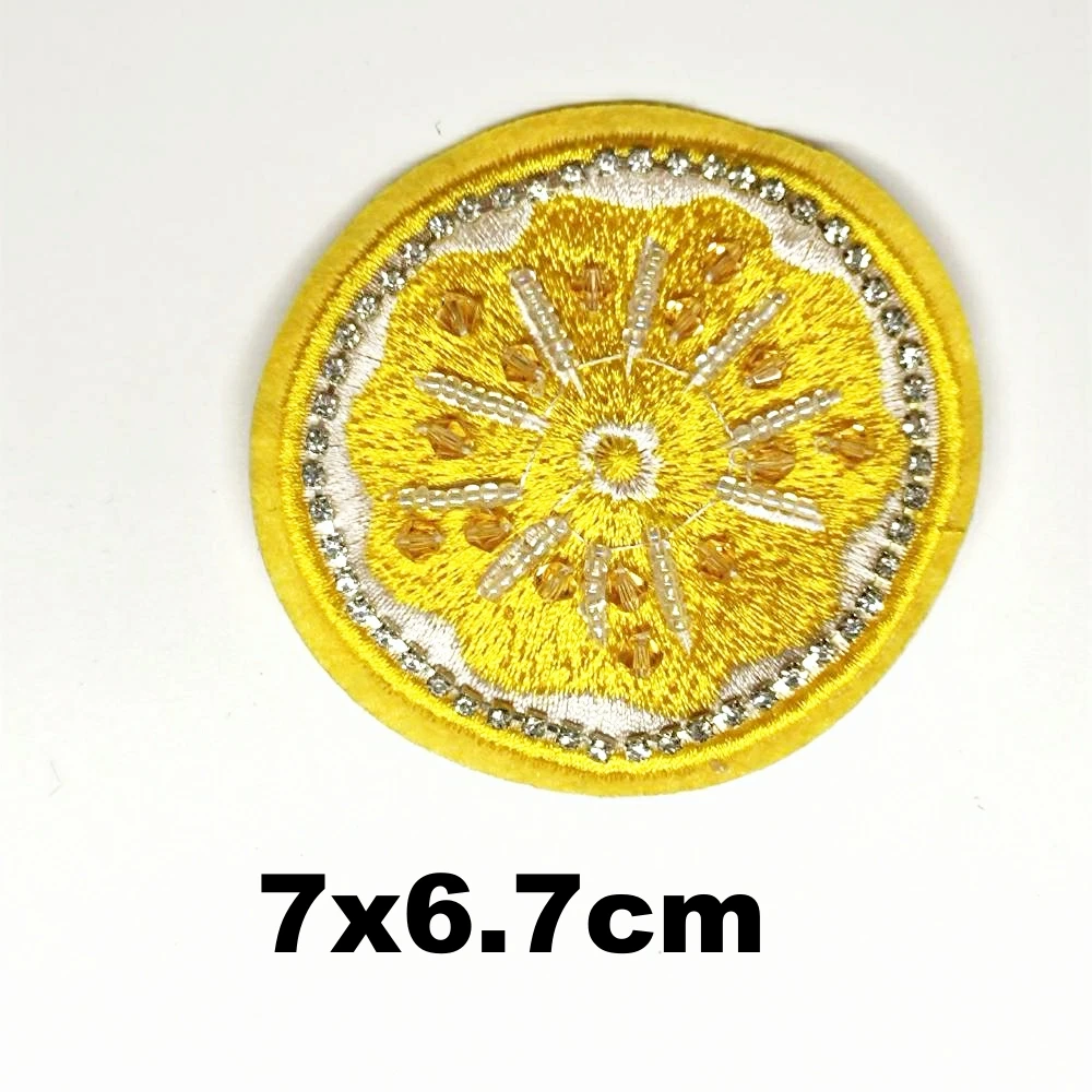 

embroidery beaded lemon orange fruits embroideried patches for clothing DE-3282