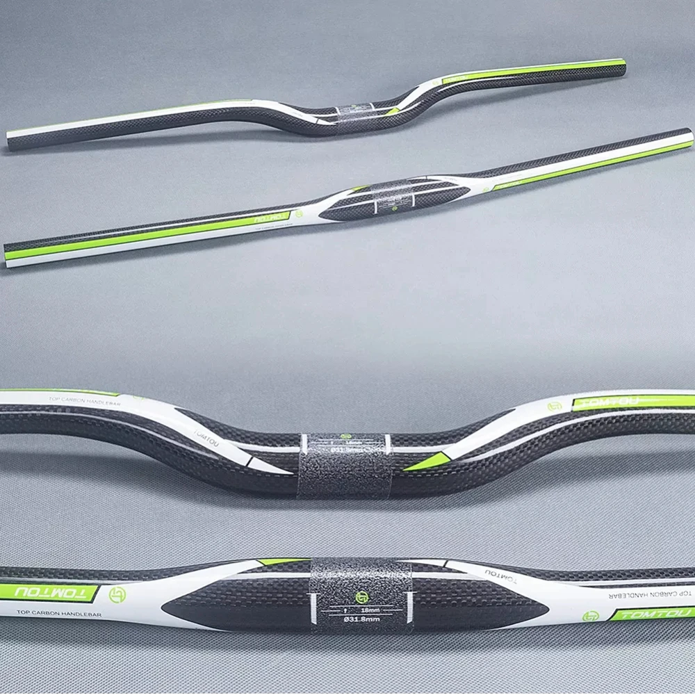 

TOMTOU Green Glossy 3K Carbon Fiber Bicyle Horizontal Handlebar One-shaped Handlebars Bikes MTB Parts Stem Diameter 31.8mm