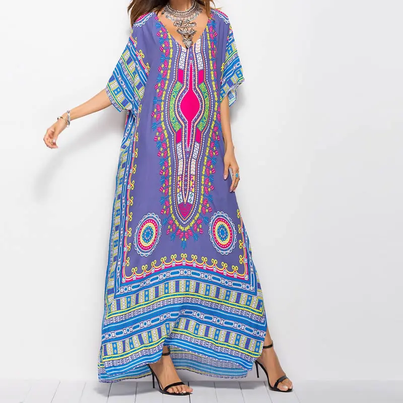 Летнее богемное Платье с принтом летучая мышь Для женщин 2020 повседневное