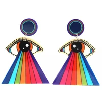 new punk cute acrylic eyes drop earrings for women girls colorful eyes eyelash triangle dangle earring statement jewelry