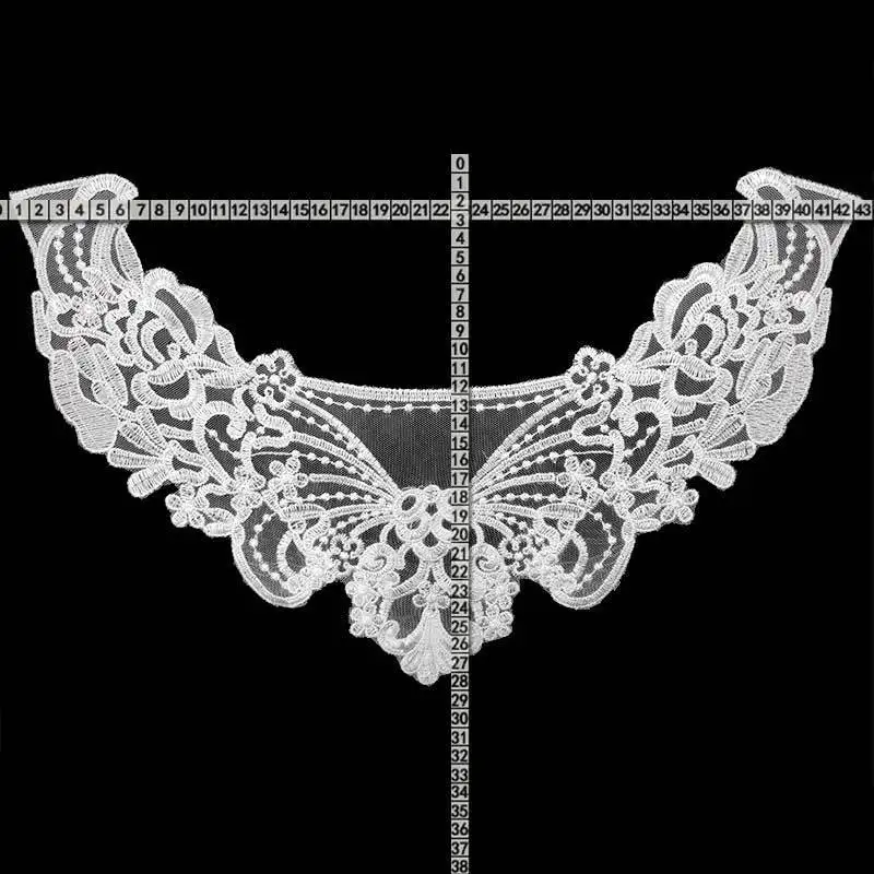 4PCS/Set Luxury White Wedding Dress Lace Fabric Applique Flowers Embroidery Trim Collar Corsage Scrapbooking DIY Sewing Supplies