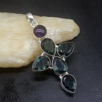 gemstonefactory jewelry big promotion 925 silver rare green topaz purple quartz women ladies gifts necklace pendant 1227