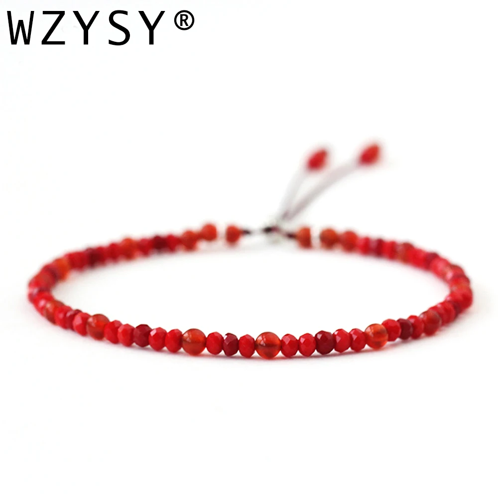 Браслет ручной работы из натурального кристалла 3 мм красный маленький оникс