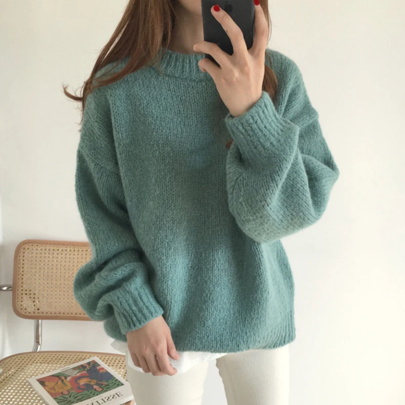 BGTEEVER простой свитер с круглым вырезом карамельный цвет женский зима 2019 женские