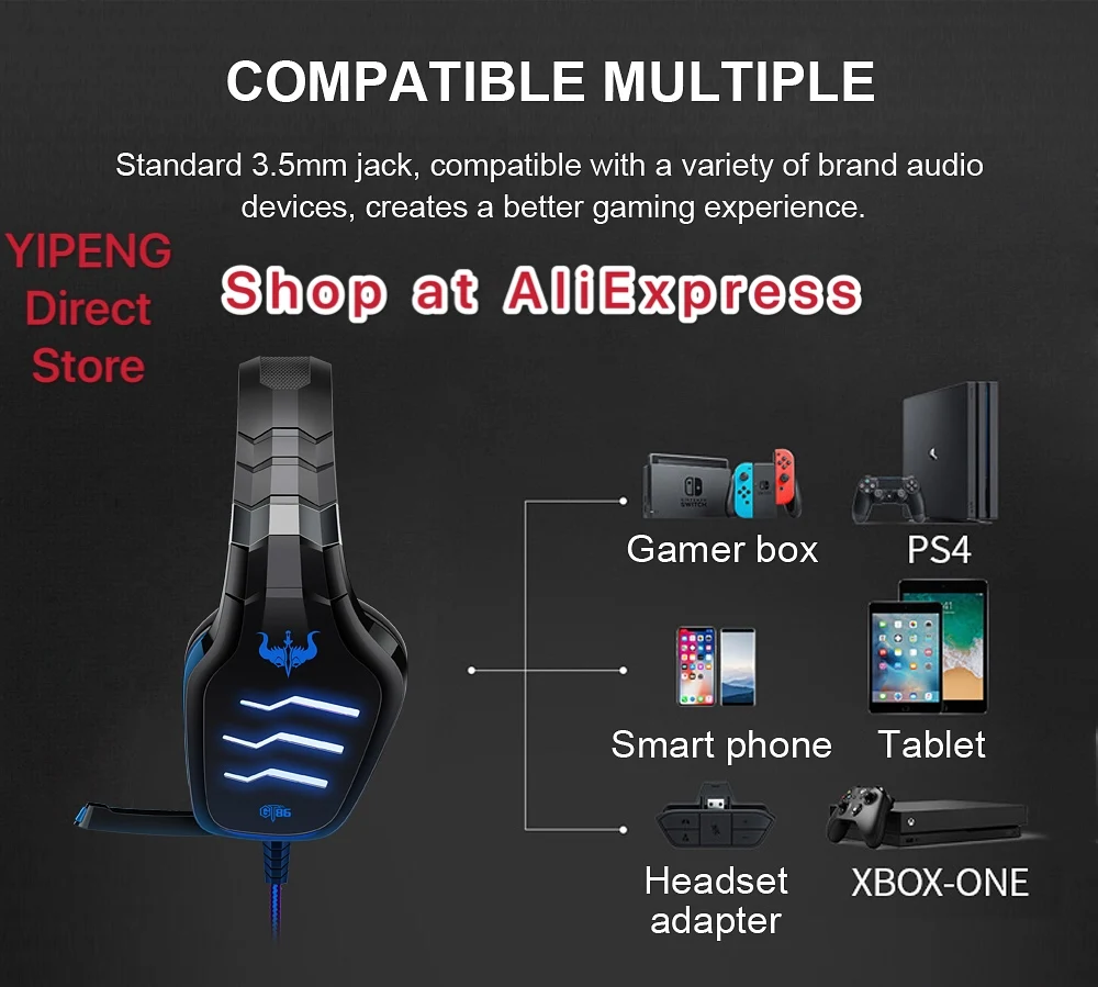 

GT86 Wired Gaming Headset E-Sports with Microphone LED Stereo Surrounded HiFi Headset for PS4 PC Laptop High Quality
