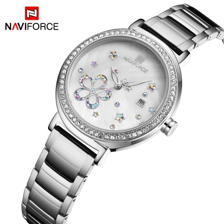 NAVIFORCE ЖЕНСКИЕ НАРЯДНЫЕ часы из нержавеющей стали для женщин подарок девушки жены