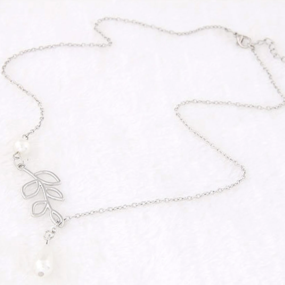 Модный женский чокер с подвеской из искусственного жемчуга полыми листьями