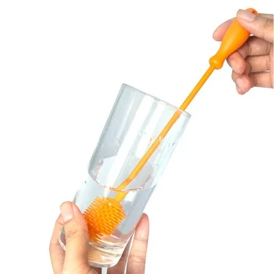 Cepillo de silicona multifuncional para biber&oacute;n, limpieza con mango largo, rotativo, fregado de mango largo, limpiador de biberones de leche-2