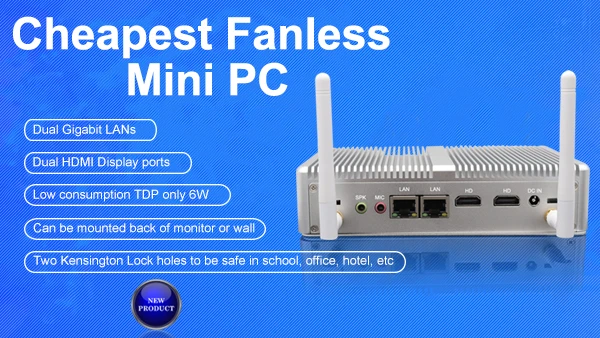 Недорогой мини-компьютер с Windows 10 Pro(64 бит) безвентиляторный Intel Celeron N3150 2 * HDMI
