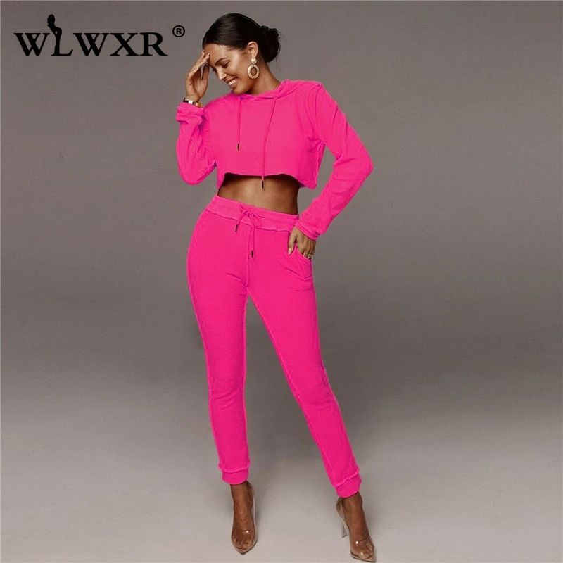 WLWXR повседневный комплект из двух предметов топ и штаны женская розовая одежда