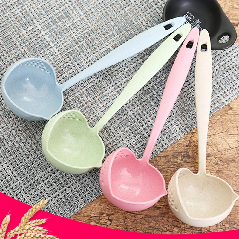 Household Spoons Kitchen Wheat Straw Soup Spoon Colander Two-in-one Protection Tableware Multi-function Hot Pot Dual-use | Дом и сад