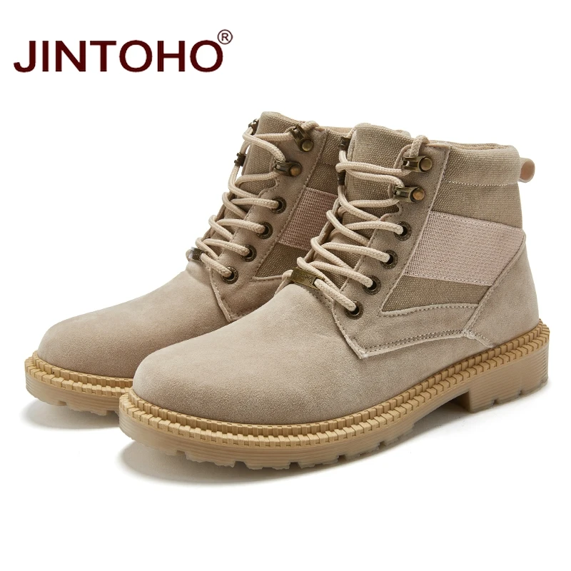 JINTOHO/Мужская зимняя рабочая обувь; модные мужские зимние ботинки; недорогие мужские кожаные ботинки; повседневные мужские Ботильоны; коллекция года; мужские ботинки