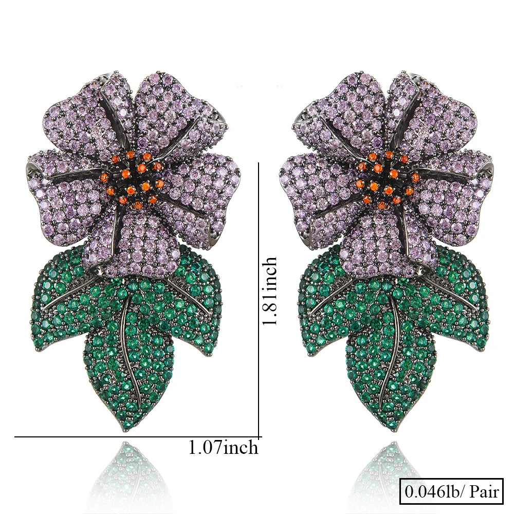 

New Gorgeous Jewelry Luxury Big Flower Pendant Earrings for Noble Women Bridal Wedding boucle d'oreille femme 2021