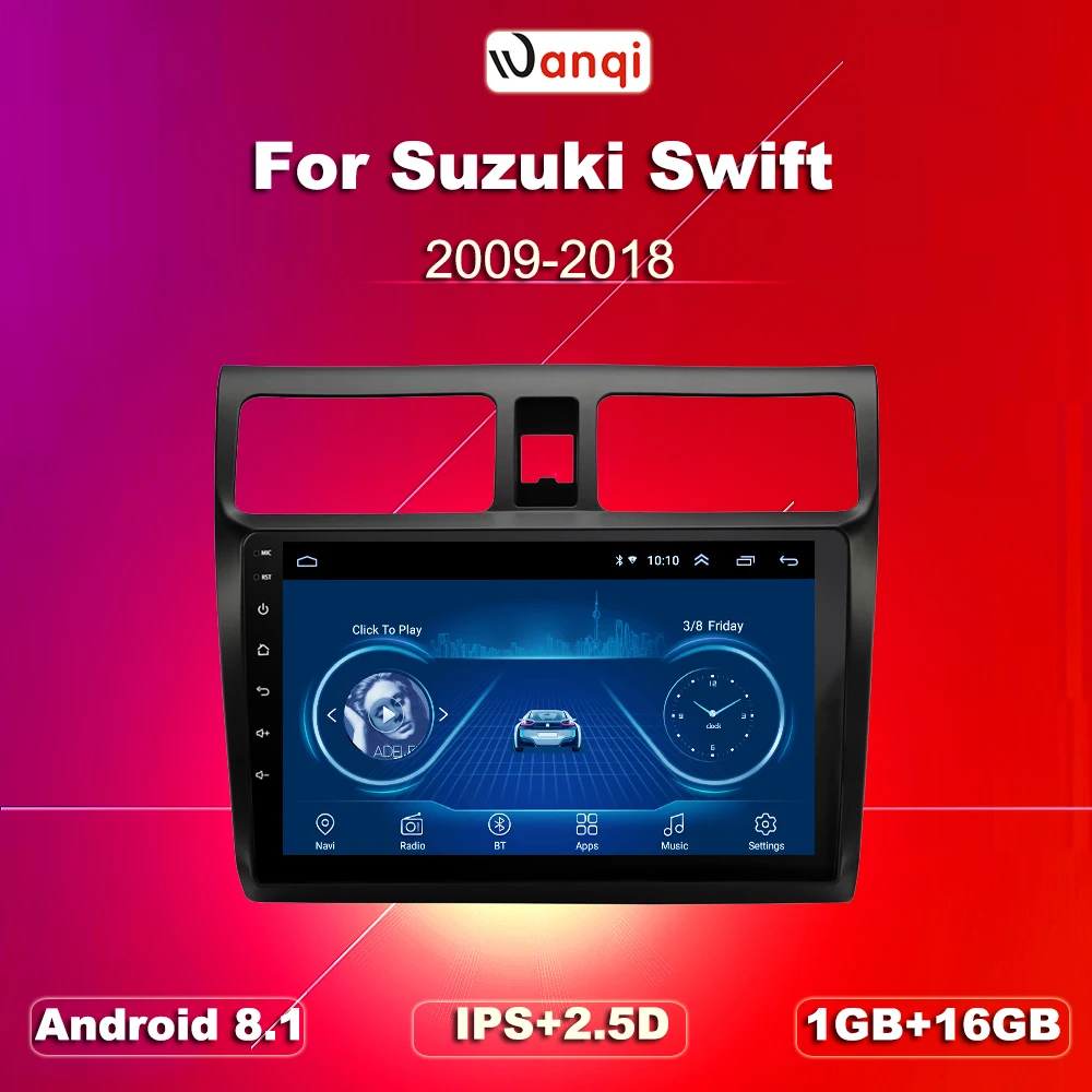 10 1 дюймовый Android 8 2.5D Закаленное HD тачскрин радио для Suzuki Swift 2009 2018 с Bluetooth USB wifi