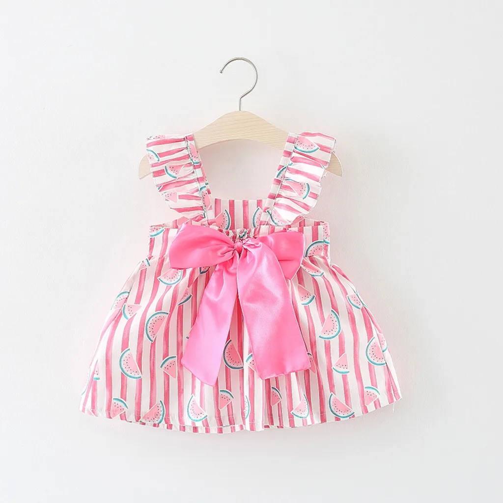 TELOTUNY dress Toddler Baby Kids Girls Sleeveless Strap Bow Watermelon Princess Dress Clothes +straw hat baby summer 2020a | Детская