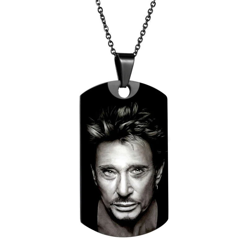 Big Black ID Tag Подвеска с подвеской в виде рок-французских звезд, ожерелье из нержавеющей стали, золотое ожерелье s для женщин и мужчин, колье-чокер на шею, ювелирный подарок - Окраска металла: Big Black ID Tag