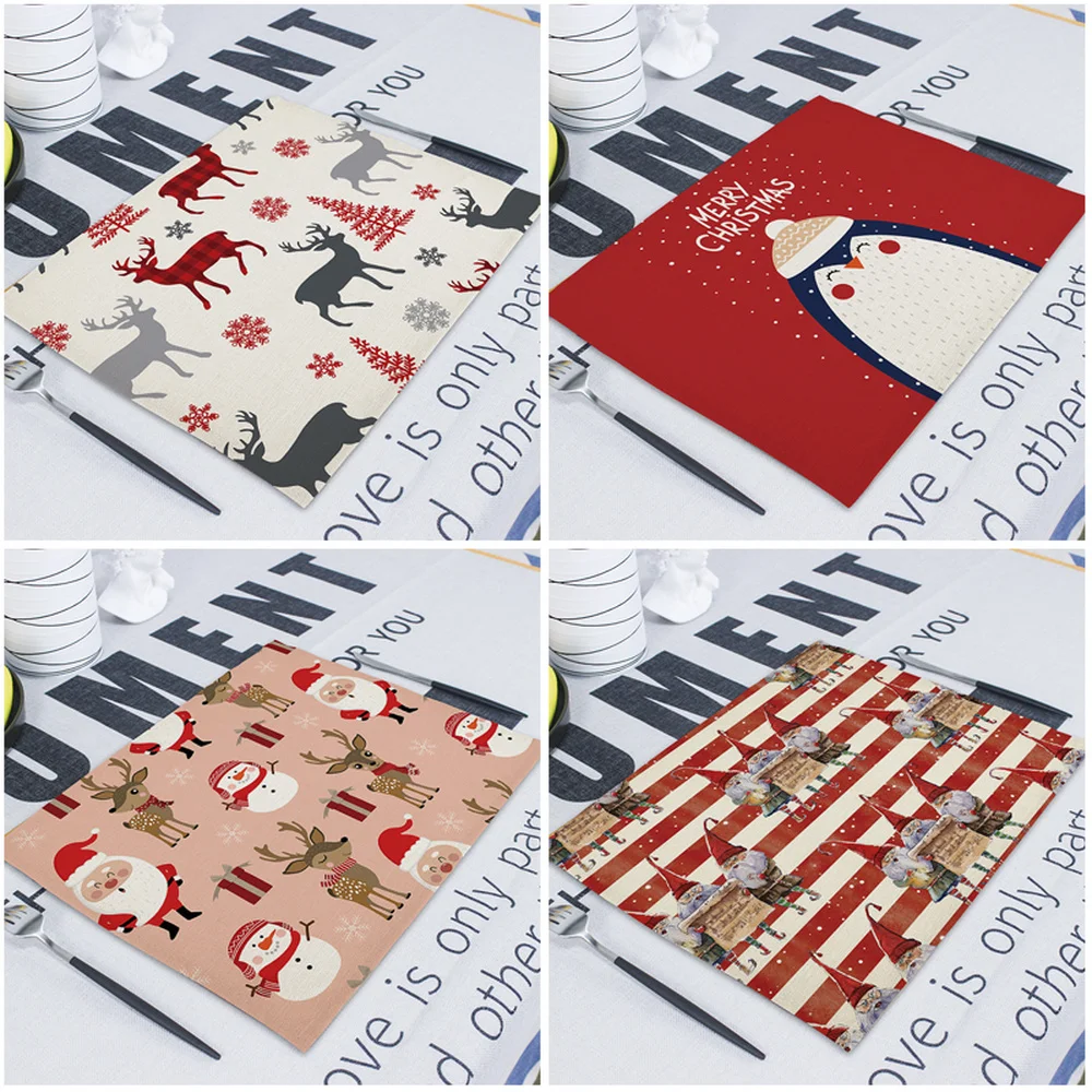 Рождественские столовые салфетки 42x32 см тканевый коврик чайные полотенца ткань