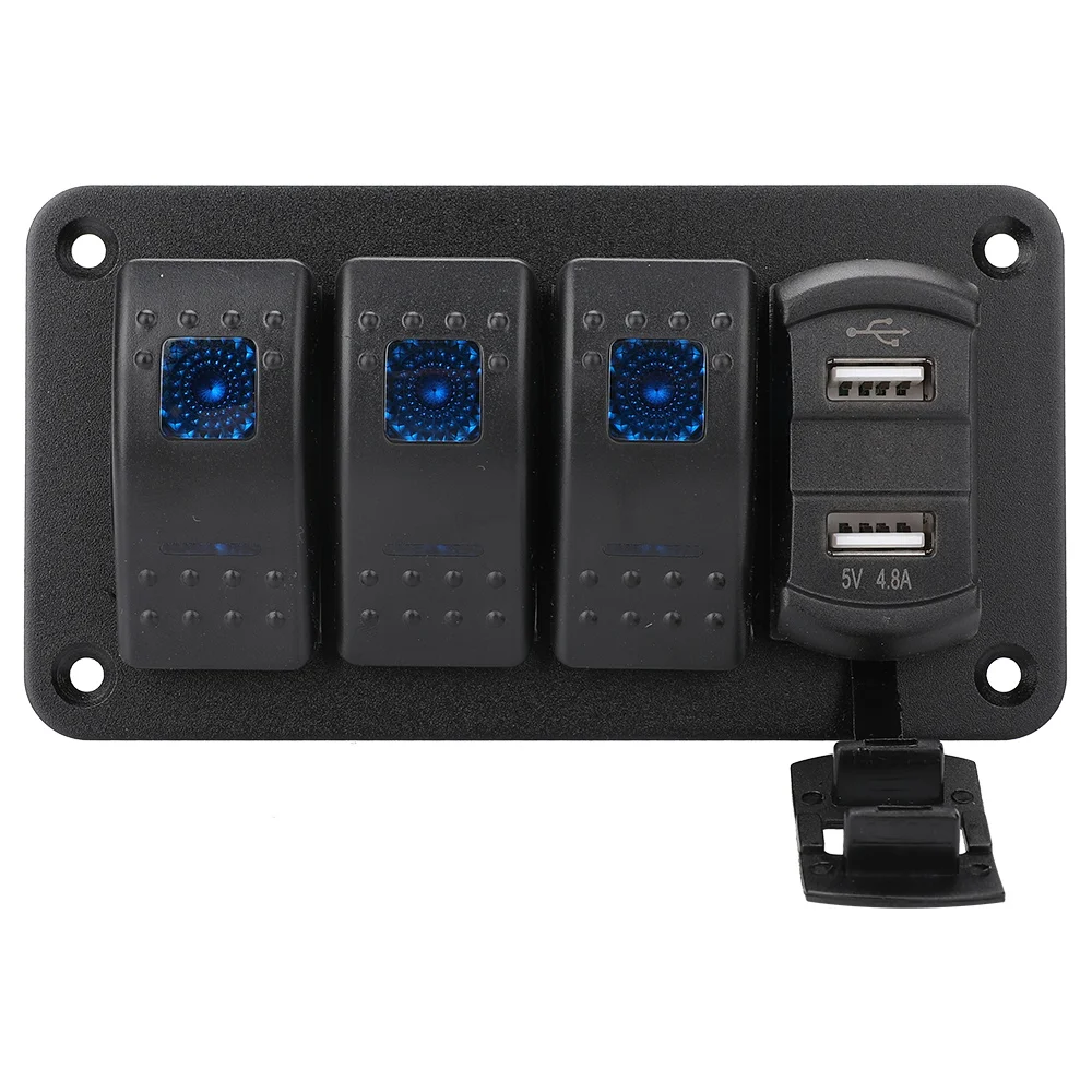 

Waterproof 2/3/4/5 12/24V Switch Panel Rocker Switch RV Yacht Car Car Modification Panel LED Display Green/Red/Blue
