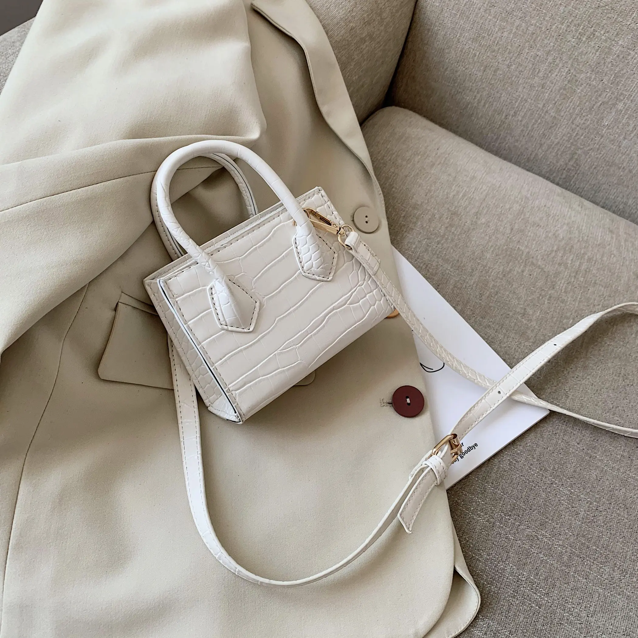 

Super Mini PU Leather Crossbody Bags For Women 2020 Crocodile Pattern Shoulder Handbags Female Travel Lipstick Totes