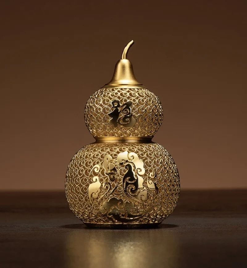 

Brass Calabash Ornaments Creative Gifts Home And Office Decor High-end Action Figures Hand-made Sculptures Incense Burner