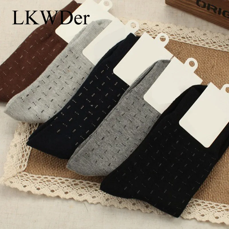 

LKWDer 5 Pairs Men Combed Cotton Socks Casual Business Black Middle Tube Adult Male Socks Men Breathable Hombre Meias Calcetines