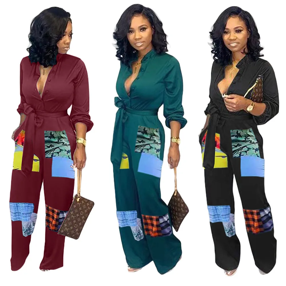 

Black Elegant Casual Long Jumpsuit Patchwork Bodycon Women Green Jumpsuits New 2020 Autumn Streetwear Sexy Rompers Outfits