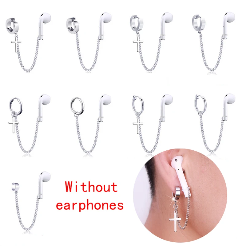 1PC Anti-Lost Ear Clip Chains For Bluetooth Earphone Holders Accessories Titanium Steel Earrings Women Men Ins Punk Style - купить по