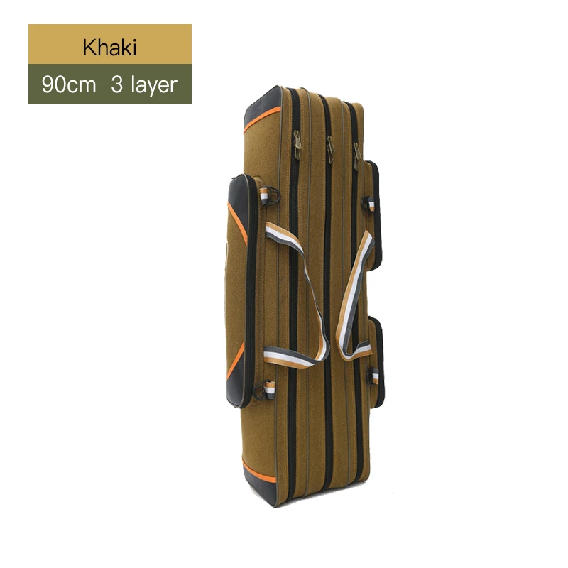 3 Layer 90cm Khaki 2/3/4 слоя из плотной ткани на открытом воздухе мешок рыболовной удочки Водонепроницаемый сумки для рыбалки рыболовные снасти сумка Многофункциональный рюкзак для рыбалки XA157G - Цвет: 3 Layer 90cm Khaki