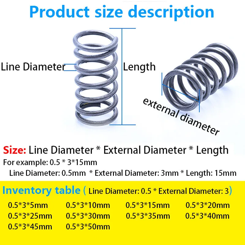 Телескопическая пружина с давлением для магазина диаметр 0 5 мм внешний 3 |