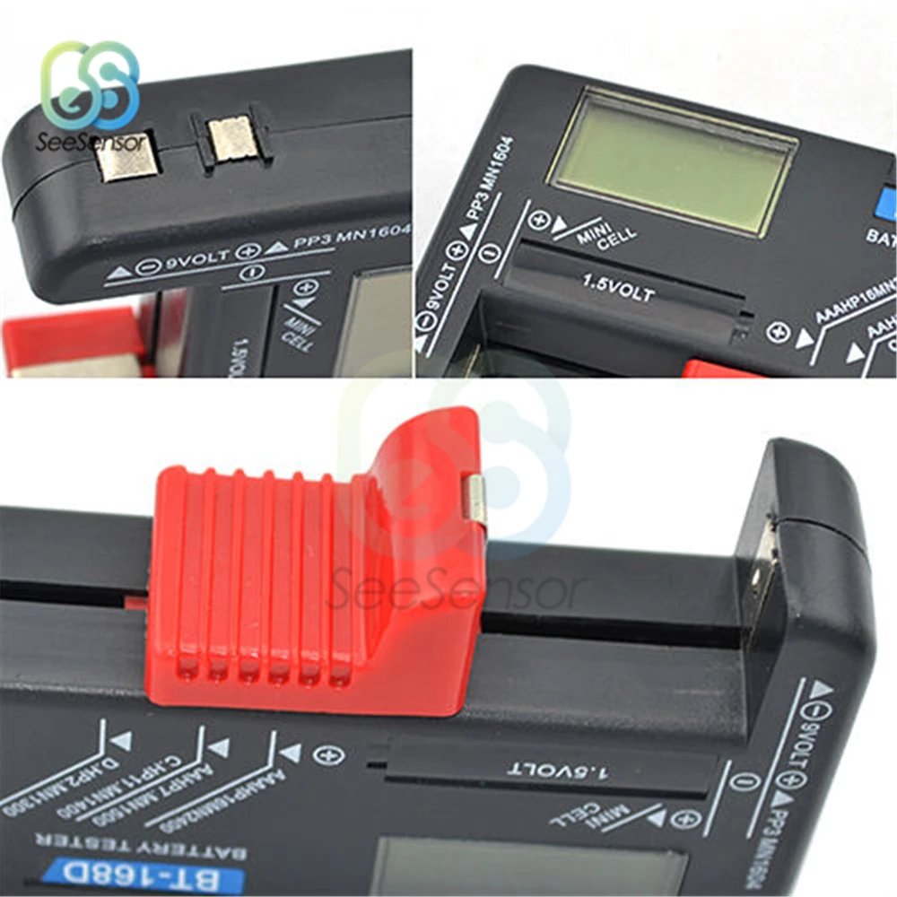 Цифровой тестер батареи BT168 с ЖК дисплеем напряжения для кнопочных батарей AA AAA 9 В