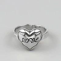 europe american original design retro ring 925 silver heart shaped letter love ring 2020 women diy jewelry valentine day gifts