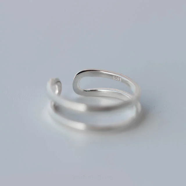 100% Настоящее серебро 925 пробы двухслойные кольца для женщин регулируемое
