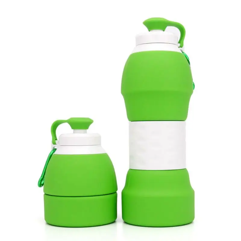 

580ml Silicone Folding Water Cup With Handle Heat Resistant Cover Lid Anti Leakage Outdoor Coffee Cups Retractable Portable