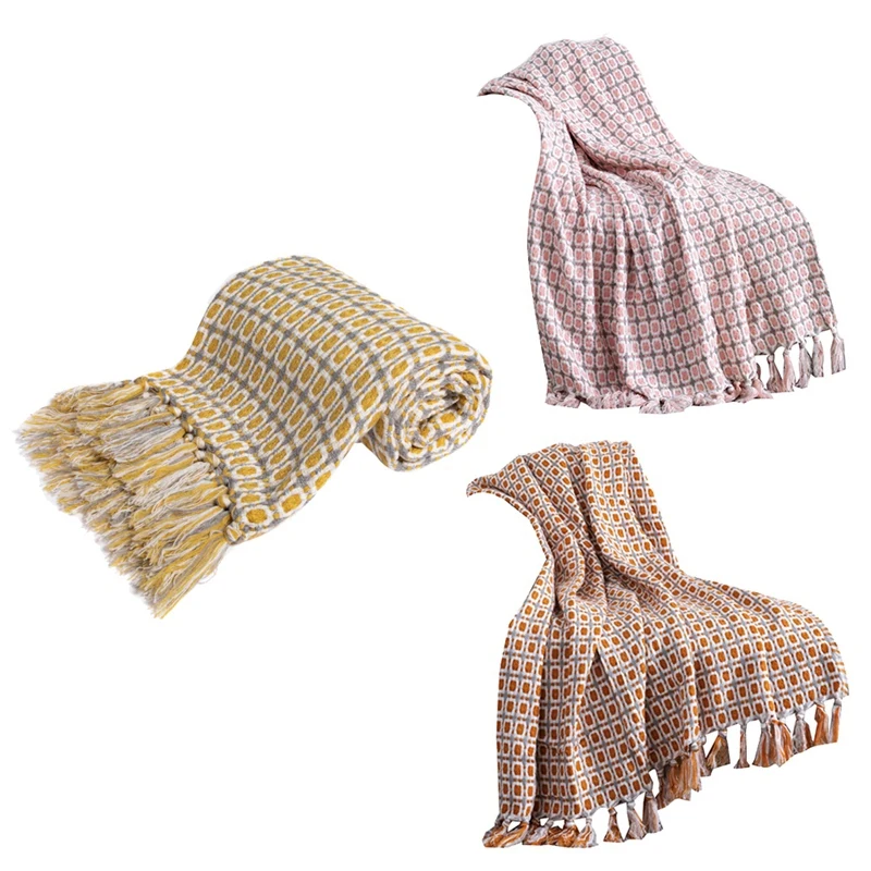 

Promotion! Knitted Blanket Sofa Throw Blanket With Tassels Travel TV Nap Blankets Air Condition Blankets