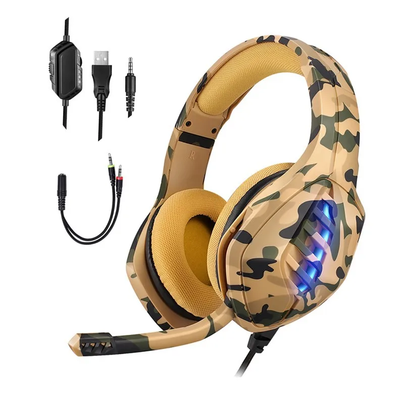 

Popular J1 camouflage headset RGB light artifact wired headset