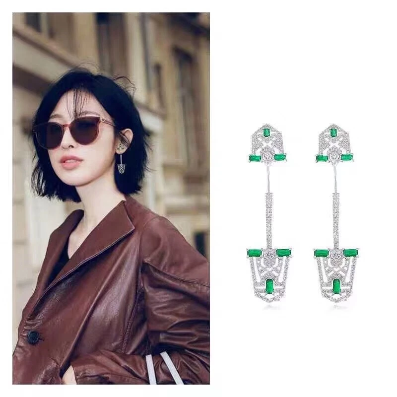 Одна пара полностью покрытые цирконием манжеты серьги гвоздики S925 Pin псевдо