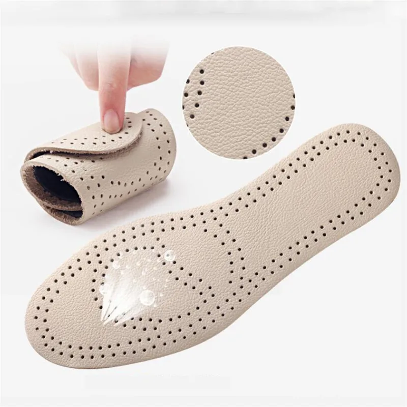 

Ultra Thin Breathable Deodorant Leather Insoles Cushion Pigskin Instantly Absorb Sweat Replacement Inner Soles Shoes Insole Pads