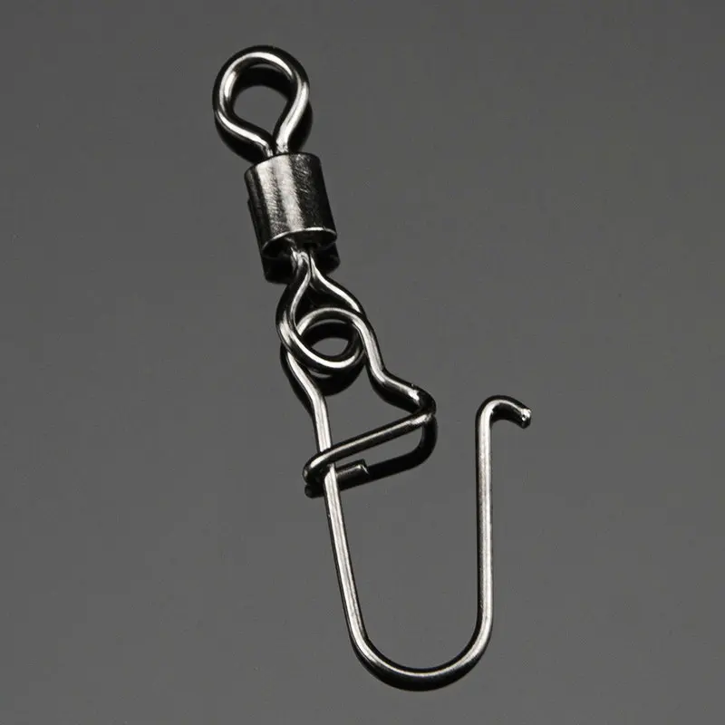 

50PCS 2# / 4# / 6# / 8# Fishing Rolling Swivel Connector with Snap Fish Hook Accessories tools Rolling Lure Connector Terminal