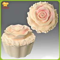 3d rose flower soap candle silicone molds cup cake 2 pieces combined candle mould