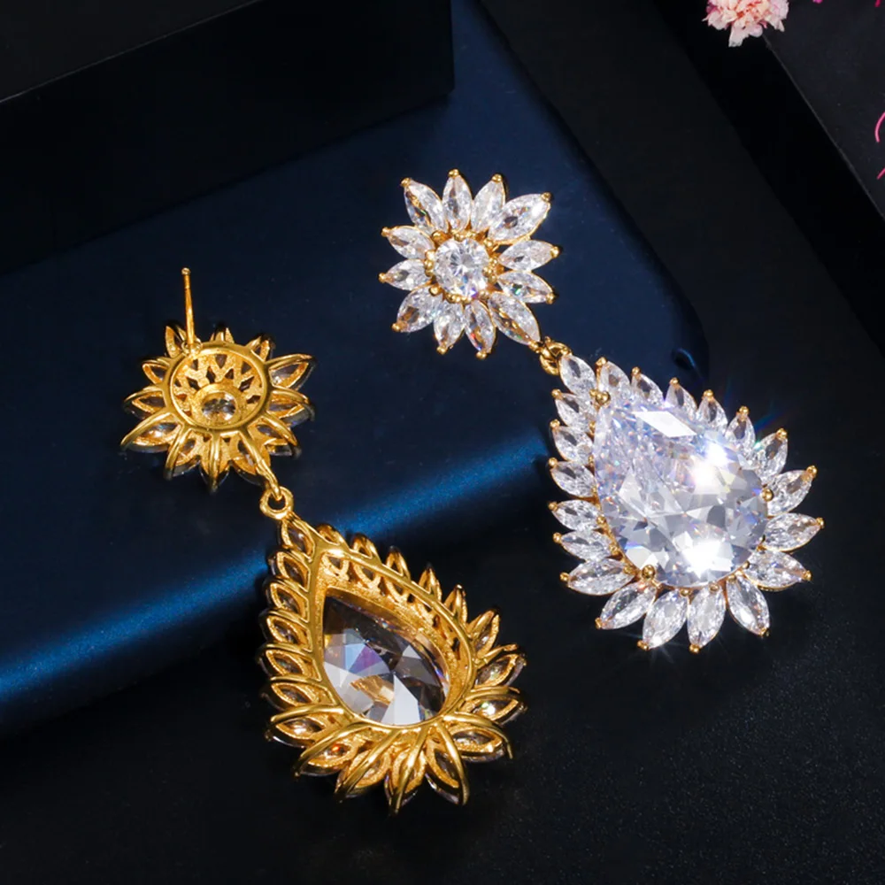 PeraLuxury ювелирные изделия золотого цвета цветок шарм кубический цирконий