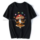 Уличная одежда с волшебными грибами Будды, забавная черная одежда, мужская футболка, топы, футболки в стиле хип-хоп, уличная одежда в стиле Харадзюку
