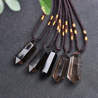 1pc smokey quartz double pointed pendent crystal gemstone natural stone chakra healing crystals necklace