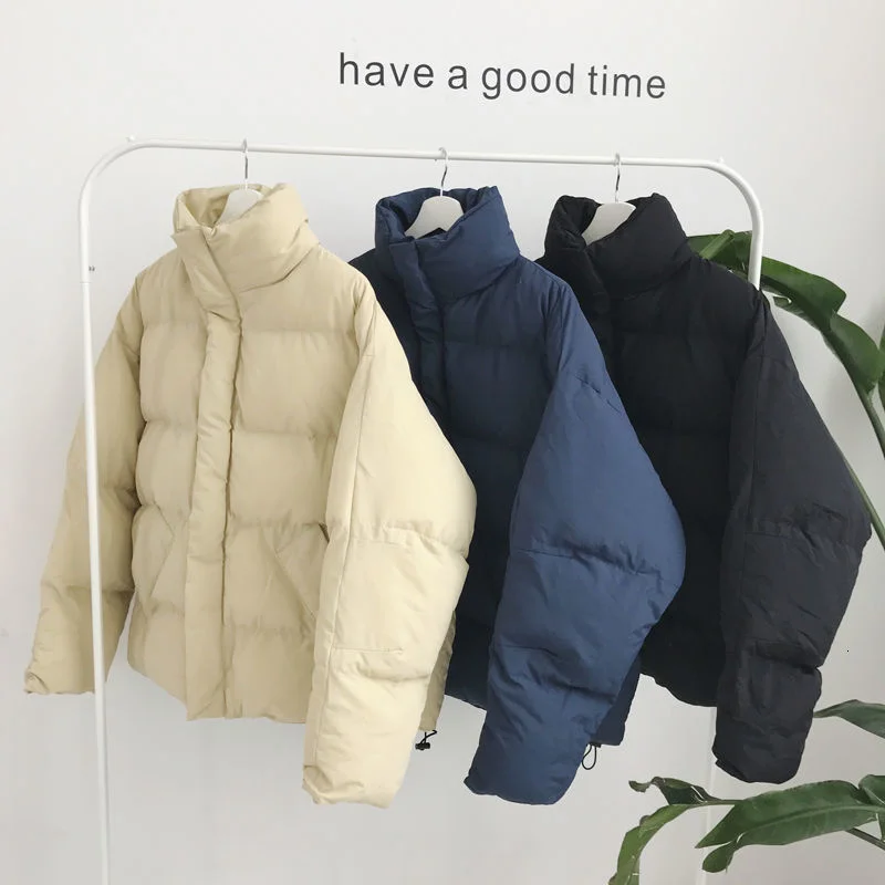 

PR Thick Loose Solid Color 2021 Winter Men Harajuku Coat Winter Jacket Mens Streetwear Hip Hop Parka Korean Cotton Jackets