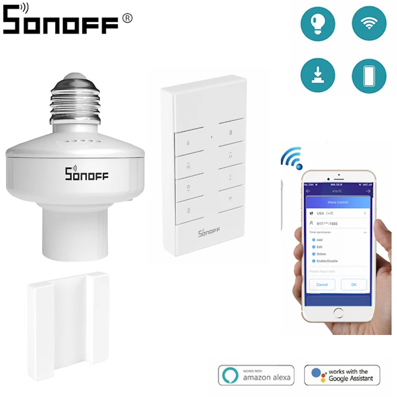 Умный держатель для лампы Itead SONOFF Slampher R2 E27 с Wi Fi работает Sonoff RM433 Alexa Google Home|Модули