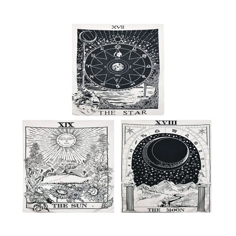 

Набор из трех предметов Таро, солнце, звезда, луна, гобелен, украшение для дома, Настенный декор для спальни, подвесная ткань, комнатная роспи...