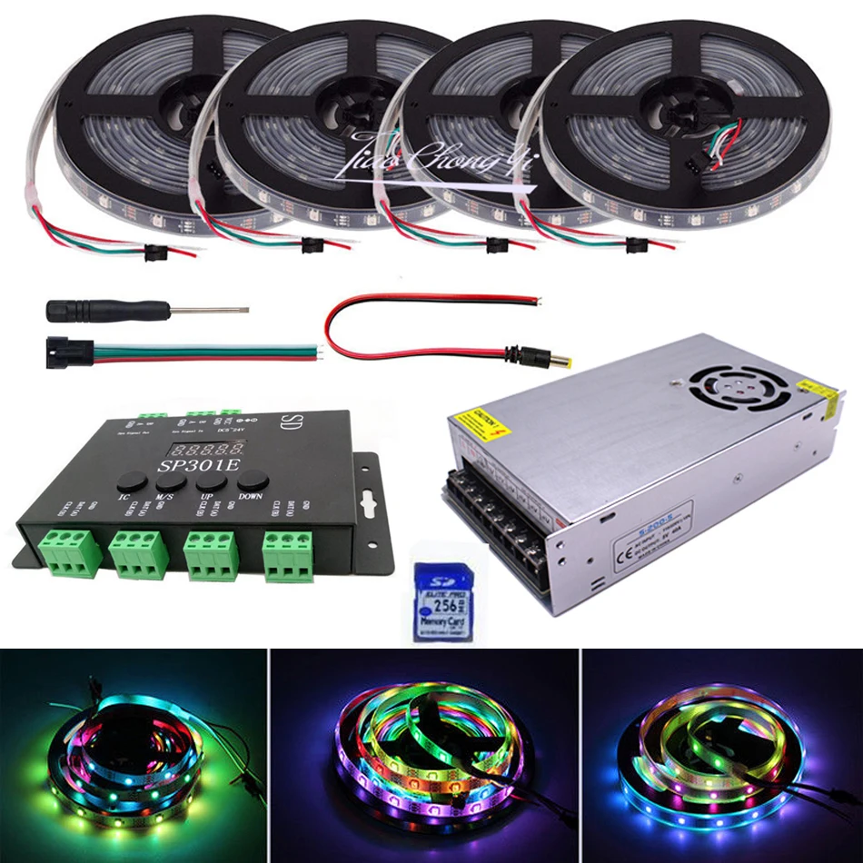 WS2812 30 светодиодный/м индивидуально адресуемый Смарт RGB светодиодный полосы + SP301E