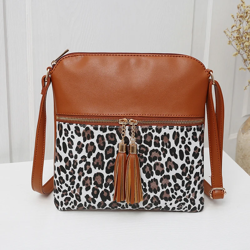 

Women Tassel Leopard Printing Shell Crossbody Bags Ladies Fashion Small Purse Messenger Bag Luxury Tassel Design Shoulder Bags