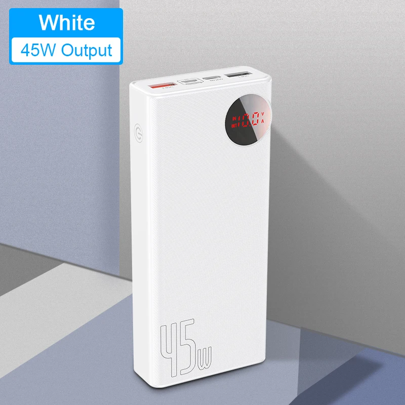 45W White Power Bank Baseus 20000 мАч Внешний аккумулятор USB PD Быстрая зарядка внешний аккумулятор для iPhone 11 Pro Max Xiaomi Quick Charge 4,0 3,0 внешний аккумулятор - Цвет: 45W White Power Bank