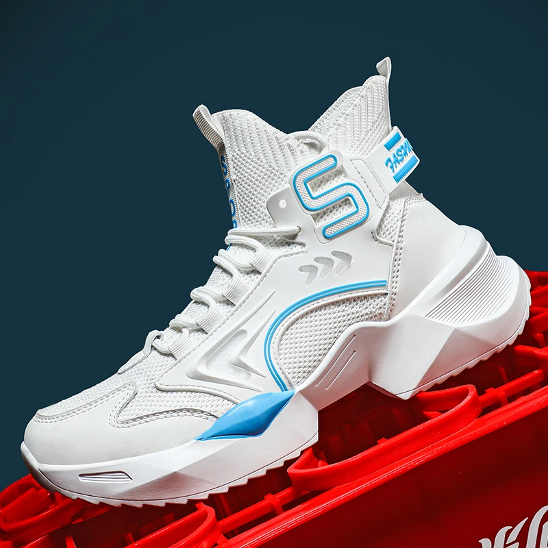 

Новинка 2021, мужские носки на платформе, повседневные кроссовки, мужская сетчатая дышащая Баскетбольная обувь, мужская белая оригинальная с...